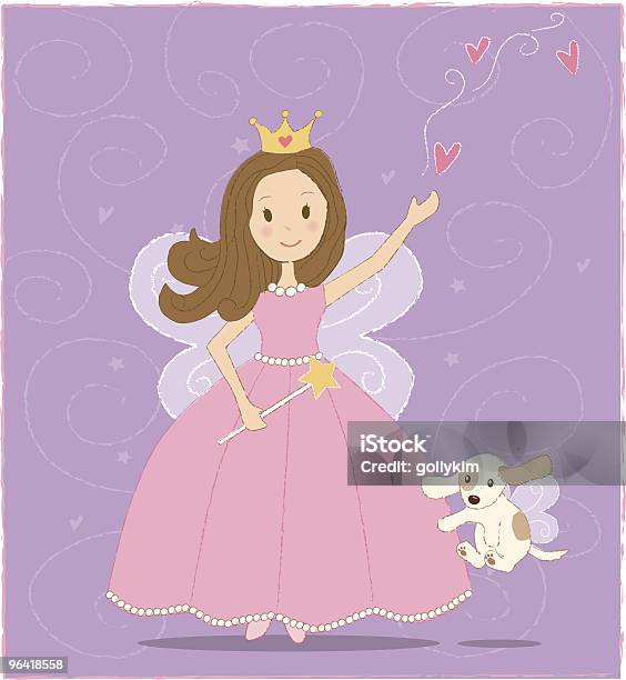 Fairy Princess I Doggie - Stockowe grafiki wektorowe i więcej obrazów Księżna - Członek rodziny królewskiej - Księżna - Członek rodziny królewskiej, Grafika wektorowa, Kostium czarodziejki