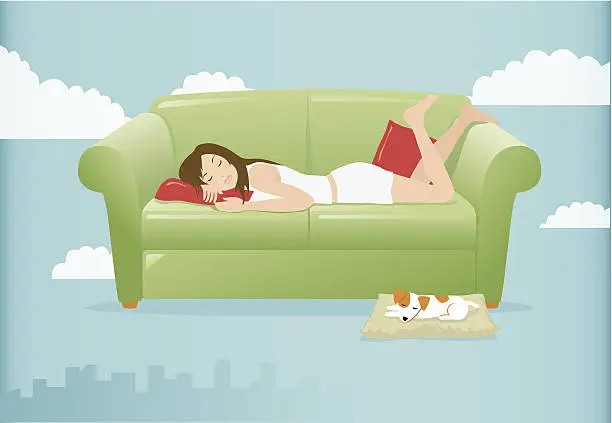 Vector illustration of Woman napping