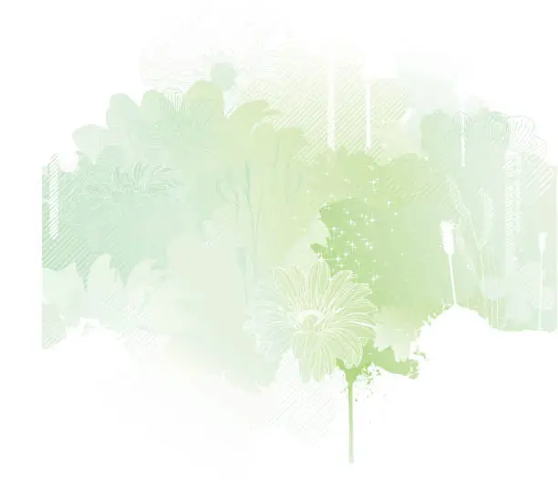 Vector illustration of A silhouette of spring using green tones 
