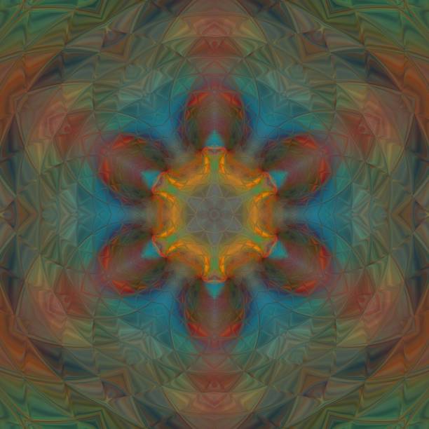 istock Creative mystical mandala. Kaleidoscopic abstract wallpaper. Sacred geometry digital painting art. Ethnic fractal artwork. Symmetric stylish graphic design pattern. Good for print on fabric or canvas. 964187316