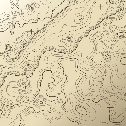 A topographic map on tan background.
