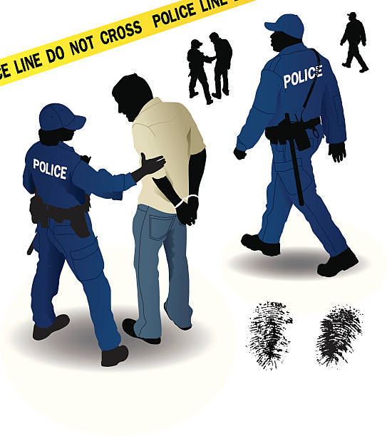 ilustraciones, imágenes clip art, dibujos animados e iconos de stock de de policía - silhouette security staff spy security