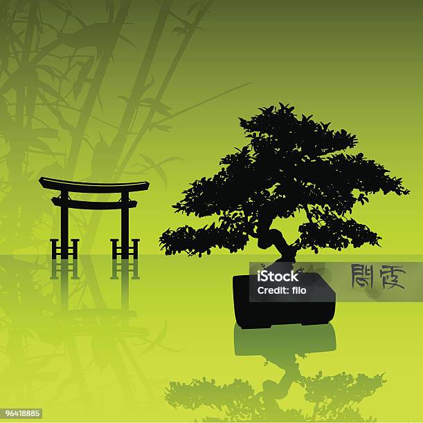 Ogród Zen Garden - Stockowe grafiki wektorowe i więcej obrazów Drzewo bonsai - Drzewo bonsai, Chiny, Sylwetka