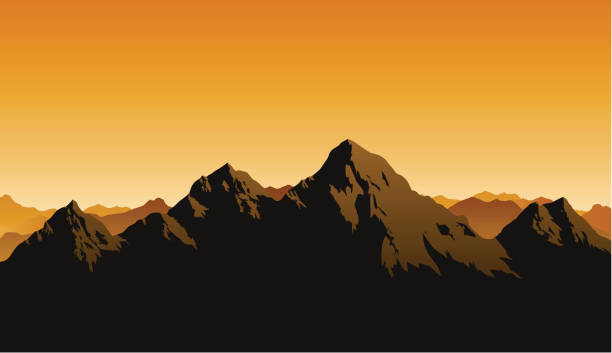 скалистые горы - mountain mountain range rocky mountains silhouette stock illustrations