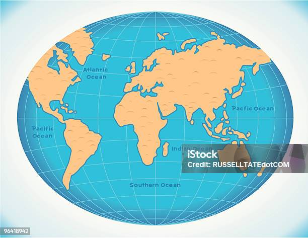 Retro Azul Mapa Do Mundo - Arte vetorial de stock e mais imagens de As Américas - As Américas, Austrália, Azul