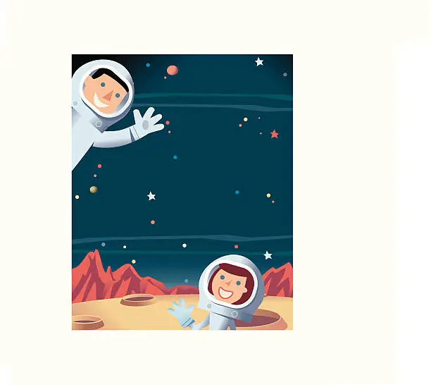 Vector illustration of Space + Astronauts