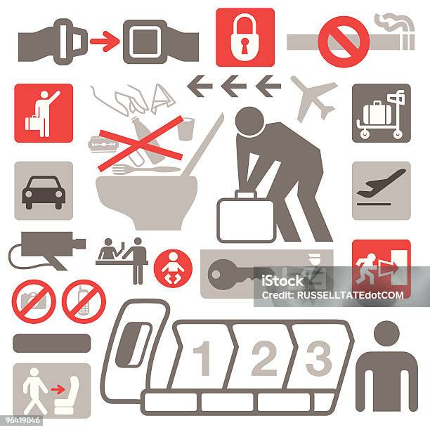 Ícones De Aviões - Arte vetorial de stock e mais imagens de Avião - Avião, Segurança, Símbolo de ícone