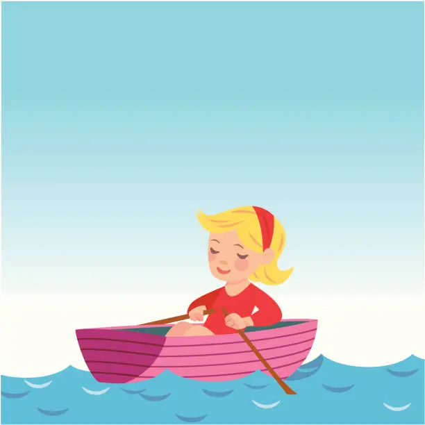 Vector illustration of Little girl lost