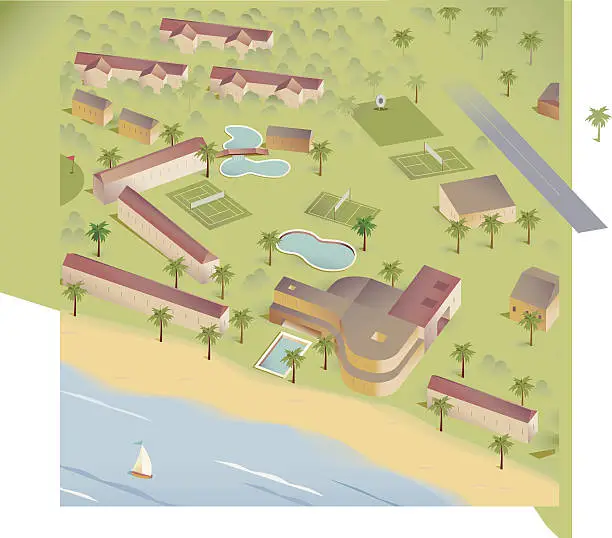 Vector illustration of Island Resort Map