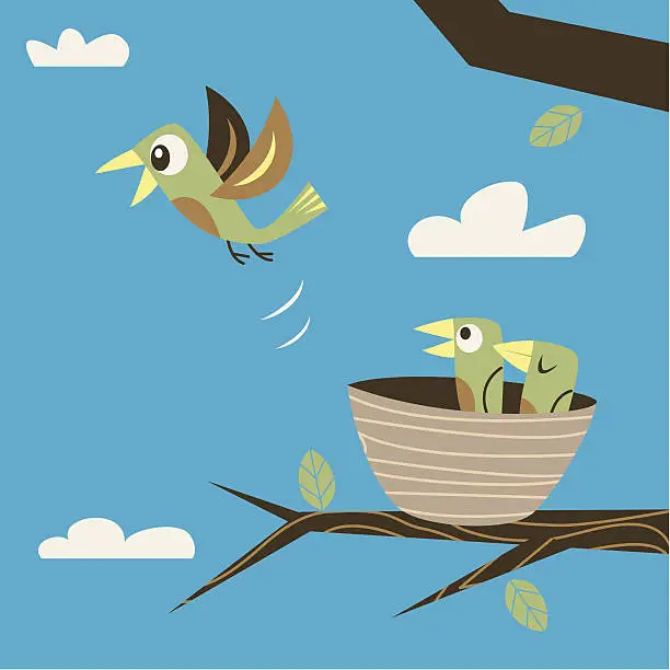 Vector illustration of Fleeing the nest