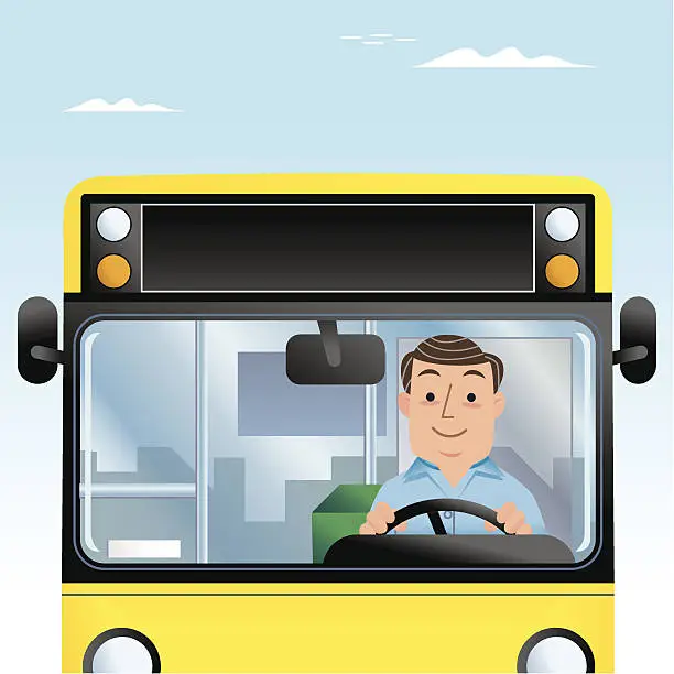 Vector illustration of Mr Bus Driver Man