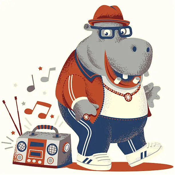 Vector illustration of HIPPETY HIPPO HOP!