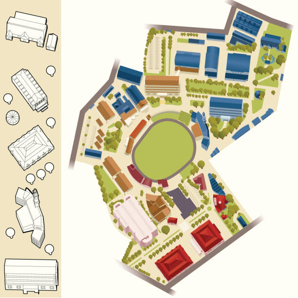 モデルビレッジスポーツアリーナ - land development aerial view planning点のイラスト素材／クリップアー�ト素材／マンガ素材／アイコン素材