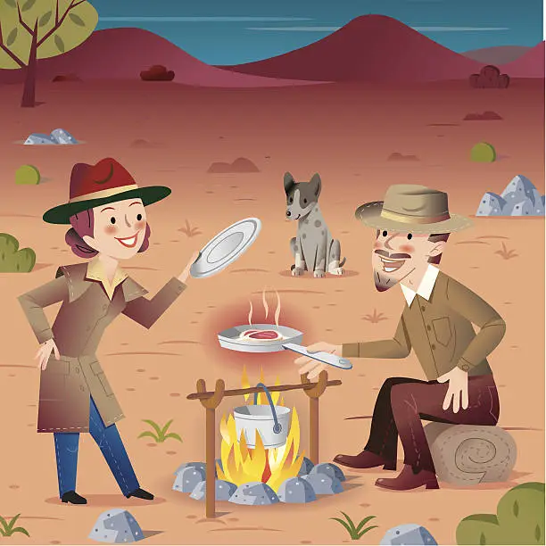 Vector illustration of Camping Cook Out