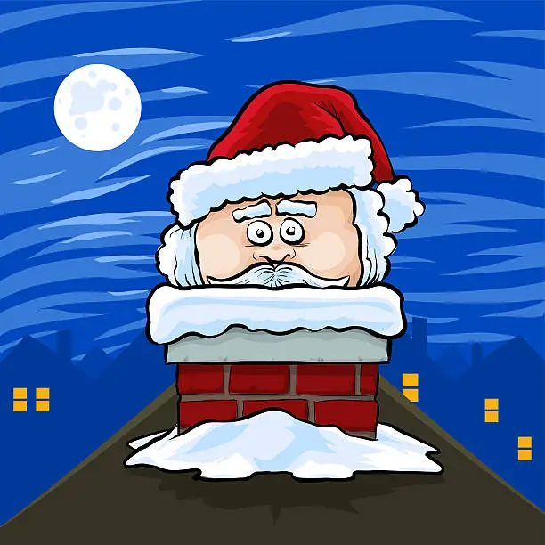 Vector illustration of Peeking Santa