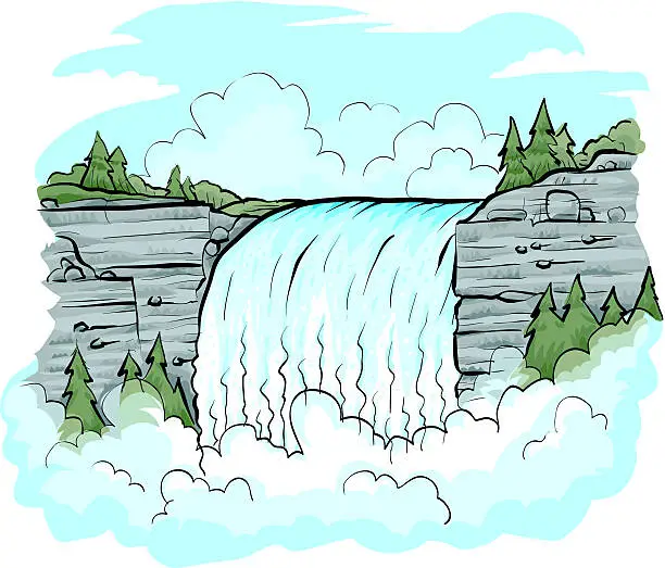 Vector illustration of Waterfall