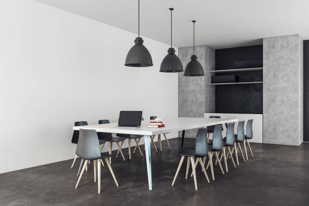 istock Concrete meeting room interior 964195698