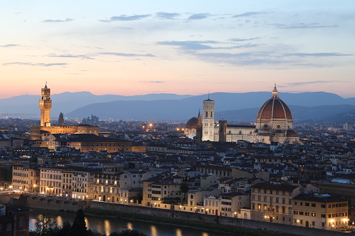 Florence Italy cityscape beautiful sunset