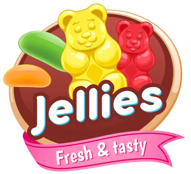 Vector illustration of Jelly sweets colorful poster or badge