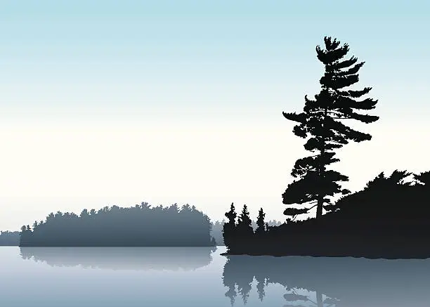 Vector illustration of Morning Lake