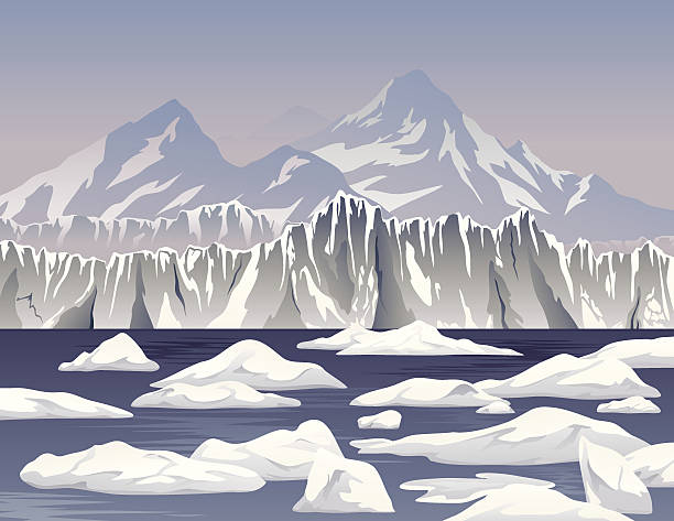 comic eisberge und ice shelf - iceberg ice glacier cartoon stock-grafiken, -clipart, -cartoons und -symbole