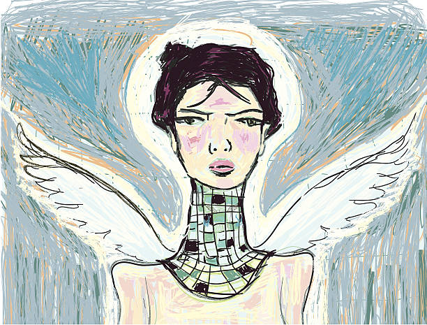 ilustrações de stock, clip art, desenhos animados e ícones de retrato de um anjo - nike