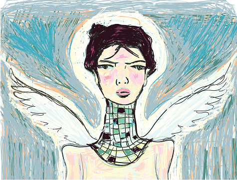 A vector painting of a portrait of an angel. File includes a vector .eps8.