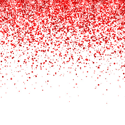 Red falling particles on white background. Vector illustration