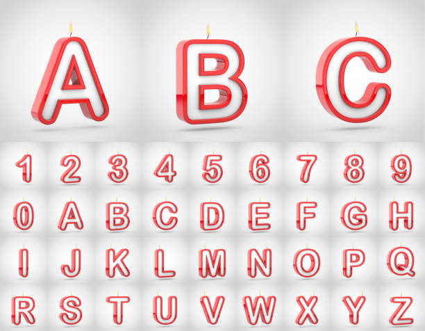 istock Birthday candle alphabet letters uppercase isolated on white background 964199322