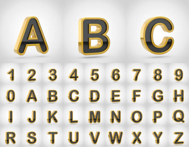 istock Black with gold alphabet letters uppercase isolated on white background. 964199428