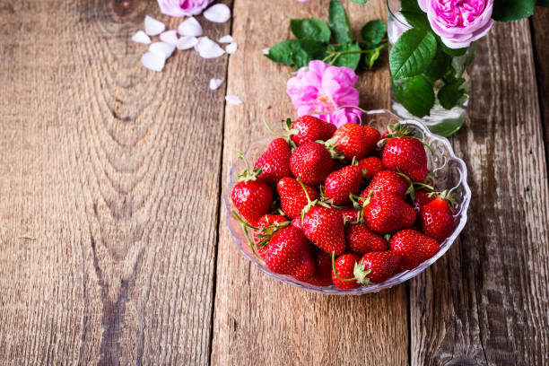 Strawberry in glass bowl