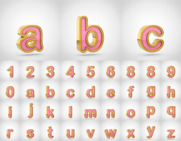 istock Pink with gold alphabet letters lowercase isolated on white background. 964199588
