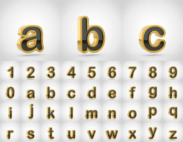 istock Black with gold alphabet letters lowercase isolated on white background. 964199680