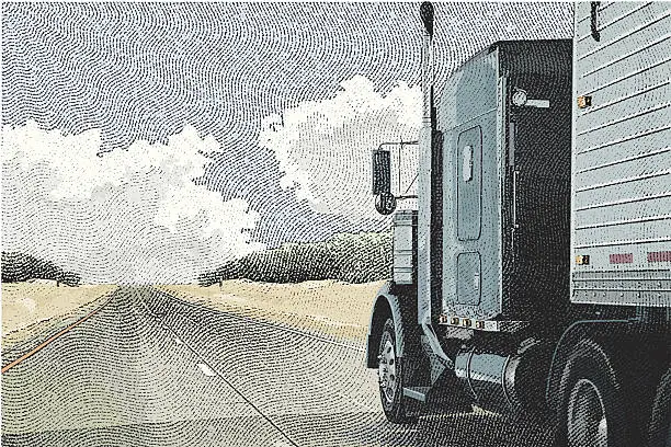 Vector illustration of Semi-Truck on the Open Road