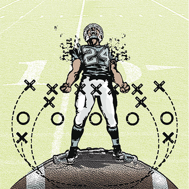 illustrations, cliparts, dessins animés et icônes de chargé joueur de football américain - running back