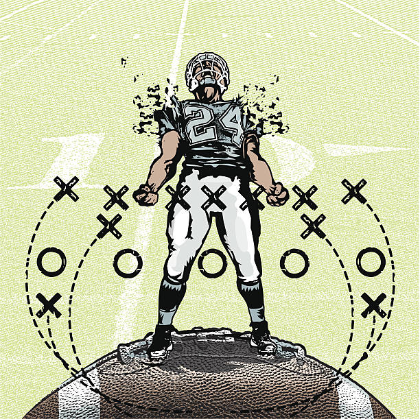 szczytowo-up football player - pumped stock illustrations