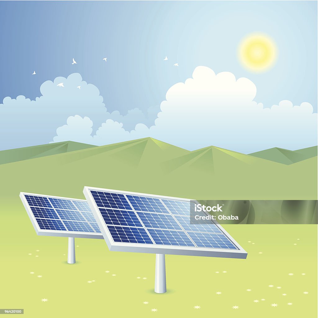 태양열 발전 (재생 에너지 시리즈 - 로열티 프리 산 벡터 아트