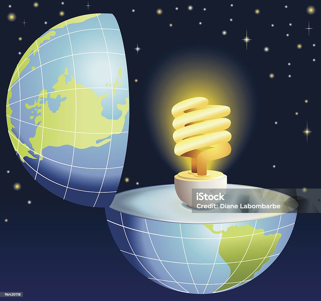 Lâmpada de poupança de energia ilustração - Vetor de Questão ambiental royalty-free