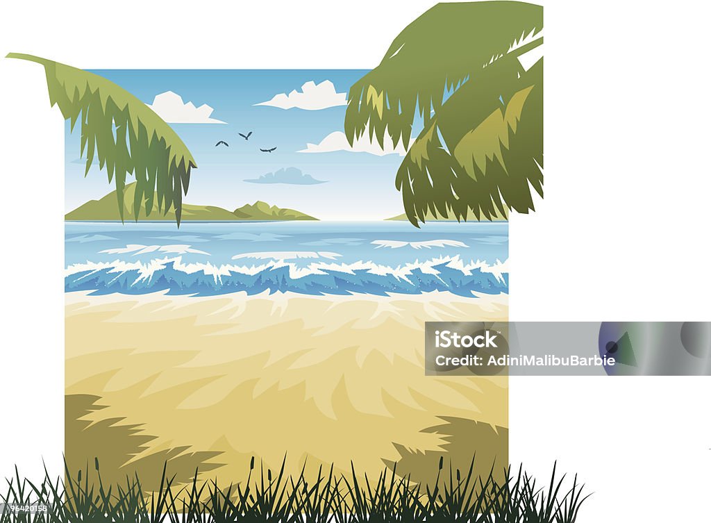 Île tropicale - clipart vectoriel de Ciel libre de droits