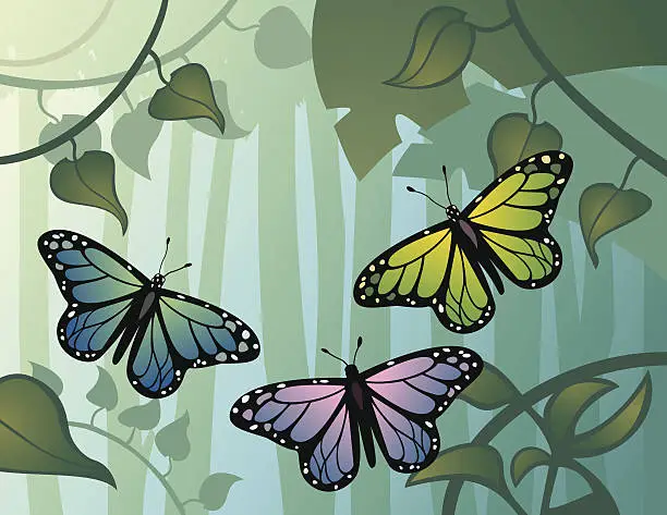 Vector illustration of Flying Butterflies