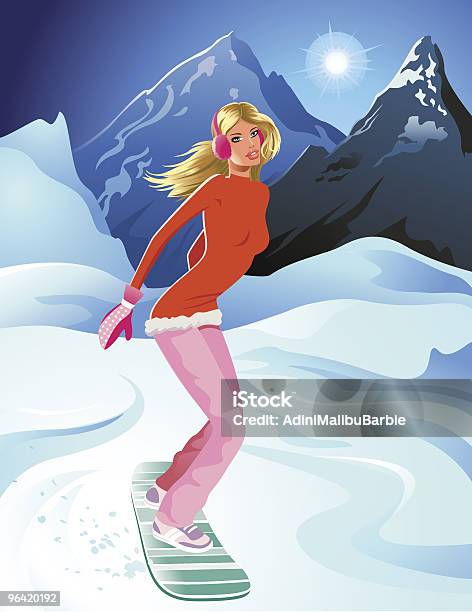 Snowboardowe - Stockowe grafiki wektorowe i więcej obrazów Blond włosy - Blond włosy, Cała postać, Chłodny