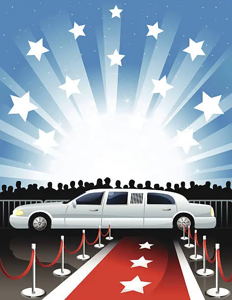 Vector illustration of Illustration of limousine and red carpet