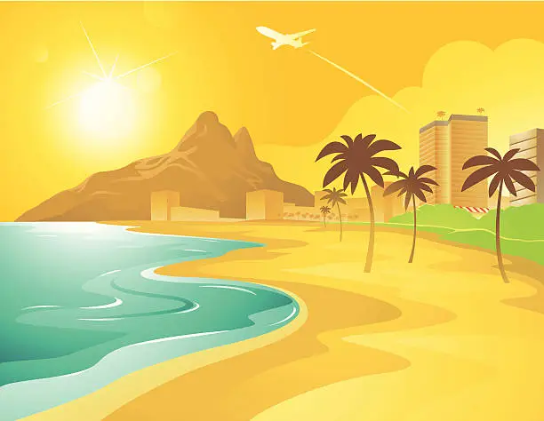 Vector illustration of Cartoon Beach in Brazil