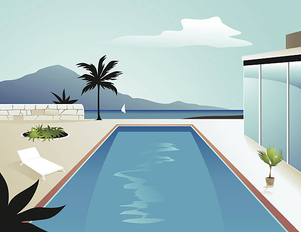 Apartment with Swimming Pool vector art illustration