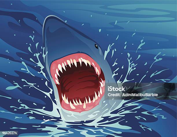 Акулы Челюсти — стоковая векторная графика и другие изображения на тему Акула - Акула, Вода, Комикс