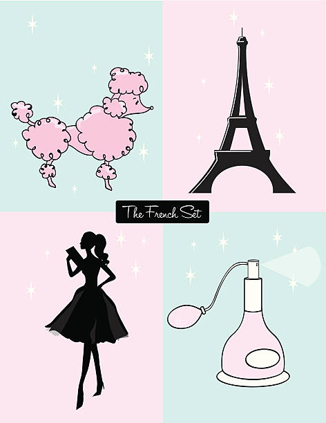 illustrazioni stock, clip art, cartoni animati e icone di tendenza di il francese impostata - color image high heels colored background shoe