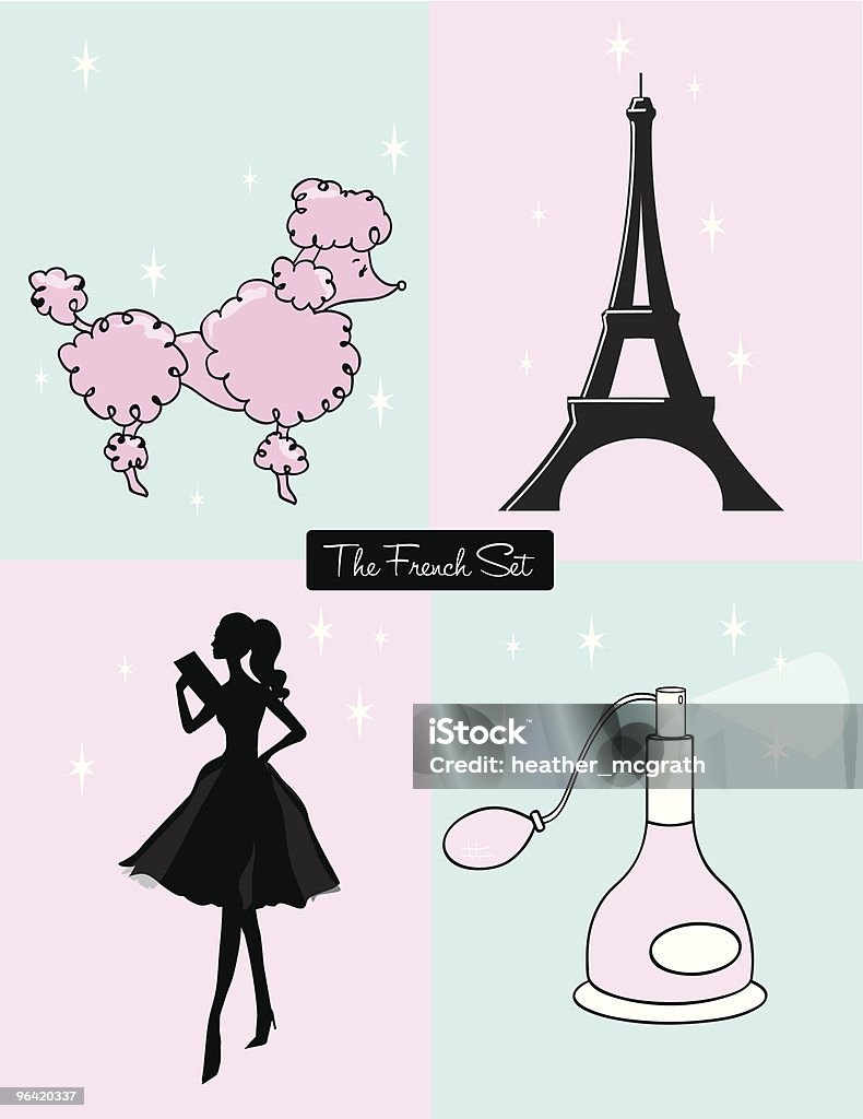 The French Set A set of French retro images Eiffel Tower - Paris stock vector