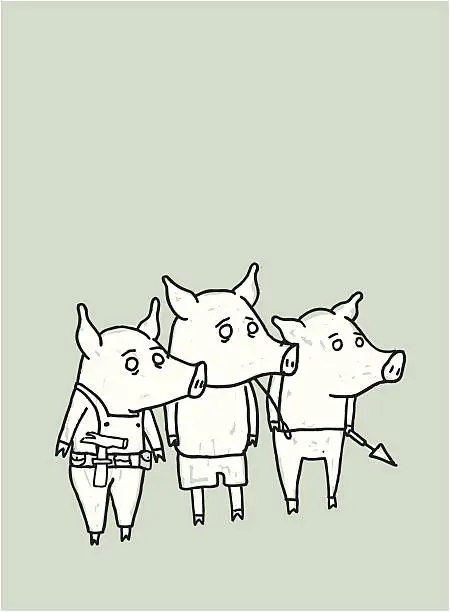 Vector illustration of Three Little Pigs