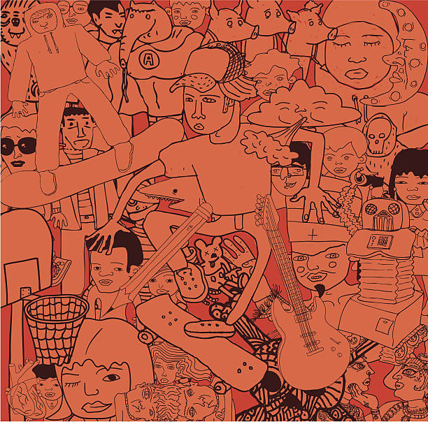 выбор чертежей каракули люди - youth culture illustrations stock illustrations