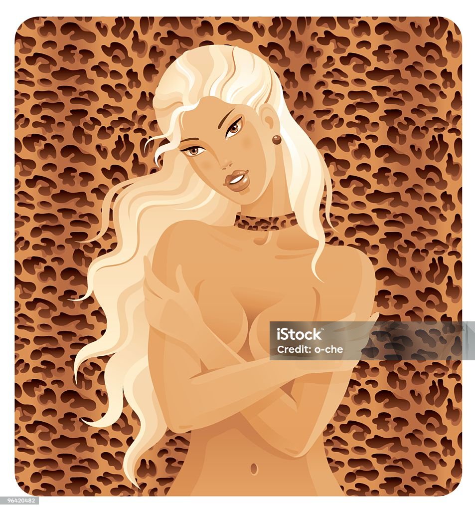 Menina na textura de Pele de Leopardo - Royalty-free Mulheres arte vetorial